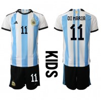 Argentinien Angel Di Maria #11 Fußballbekleidung Heimtrikot Kinder WM 2022 Kurzarm (+ kurze hosen)